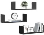 vidaXL Wandregale 3 Stk. Schwarz 58x18x18 cm Holzwerkstoff