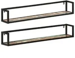vidaXL Wandregale 2 Stk. 110x17x17 cm Altholz Massiv und Eisen