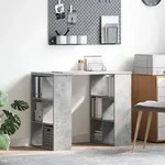vidaXL Eckschreibtisch Beton grau Spanplatte Mittel Stauraum