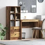 vidaXL Schreibtisch mit Stauraum Altholz Holzwerkstoff