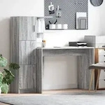 vidaXL Schreibtisch mit Stauraum grau Sonoma Holzwerkstoff