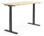 Schreibtisch 1600x605-1255x800mm Platte Ahorn Gestell sw