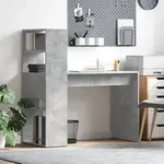vidaXL Schreibtisch mit Stauraum Beton Grau 113x54x120 cm Holzwerkstoff