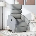 vidaXL Relaxsessel mit Aufstehhilfe Elektrisch Hellgrau Stoff