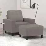 vidaXL Sessel mit Hocker Taupe 60 cm Stoff