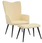 vidaXL Relaxsessel mit Hocker Cremewei&szlig; Samt