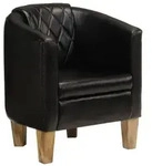 vidaXL Clubsessel Schwarz Echtleder