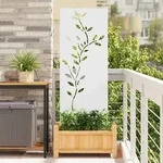 vidaXL Garten Sichtschutz-Leinwand Floral Wei&szlig; 50 x 140 cm
