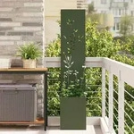 vidaXL Garten Sichtschutz-Leinwand Floral Olivgr&uuml;n 32 x 32 x 150 cm