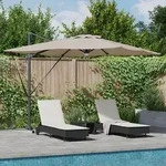 vidaXL Freischwinger Roma-Parasol mit LEDs Taupe 286x285x270 cm Aluminium