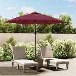 vidaXL Sonnenschirm mit LED-Beleuchtung Stahl-Mast 300 cm Bordeauxrot