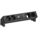 BACHMANN DESK2 2xCEE7/3, USB-Charger A/C, 2xCM, Strom 0,2m RAL9005 Steckdosenleisten