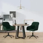 vidaXL Esszimmerst&uuml;hle 2 Stk. Drehbar Dunkelgr&uuml;n Samt