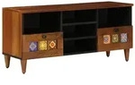 vidaXL TV-Schr&auml;nk mit Regal Walnuss 100 x 33 x 46 cm Massivholz Mango