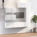 vidaXL 6-tlg. TV-Schrank-Set Wei&szlig; Holzwerkstoff