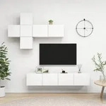 vidaXL 7-tlg. TV-Schrank-Set Wei&szlig; Holzwerkstoff