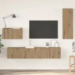 vidaXL Wand TV Schrank 4 pcs Handwerklich gefertigter Eichenholz