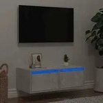 vidaXL TV-Schrank mit LED-Leuchten Betongrau 75x35,5x25 cm