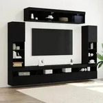 vidaXL 8-teilige TV-Wandeinheiten mit LED Schwarze Eiche Kunststoffholz