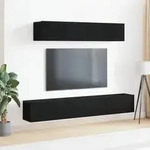 vidaXL 4-tlg. TV-Schrank-Set Schwarz Holzwerkstoff