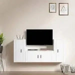 vidaXL 3-tlg. TV-Schrank-Set Wei&szlig; Holzwerkstoff
