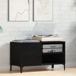 vidaXL Schallplattenschrank Schwarz Eiche 84,5x38x48 cm Holzwerkstoff