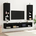 vidaXL LED TV-Schr&auml;nke 2 Stk. Schwarz Eiche 30,5x30x102 cm