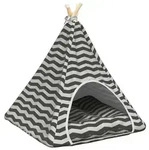 vidaXL Haustier-Tipi mit Kissen Wei&szlig; und Grau 60 x 60 x 70 cm