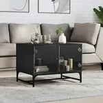 vidaXL Couchtisch mit Glast&uuml;ren Schwarz 68,5x50x50 cm
