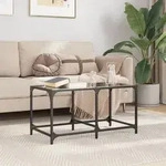 vidaXL Couchtisch mit Glasplatte Schwarz 78,5x40x40 cm Stahl