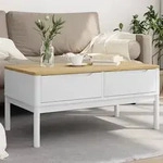 vidaXL Couchtisch FLORO Wei&szlig; 99x55,5x45 cm Massivholz Kiefer
