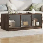 vidaXL Couchtisch mit Glast&uuml;ren Braun Eichen-Optik 102x50x42 cm