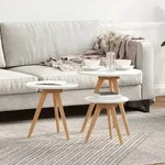 vidaXL Couchtisch-Set Massivholz Walnuss und Holzwerkstoff