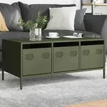 vidaXL Couchtisch Olivgr&uuml;n 101,5x50x43,5 cm Kaltgewalzter Stahl