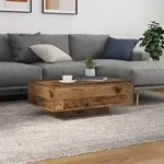 vidaXL Couchtisch mit LED-Leuchten Altholz 85x55x31 cm