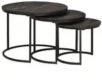 vidaXL Nesting-Couchtische 3 pcs Schwarz Massivholz Mango und Stahl