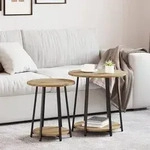 vidaXL Beistelltische 2 Stk. Artisan Eiche Holzwerkstoff und Metall