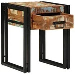 vidaXL Beistelltisch mit Schublade Schwarz 40x40x50 cm Altholz Massiv