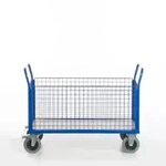 Gitter-Vierwandwagen,Tragl. 500kg,Ladefl. LxB 1200x770mm,Holzplatte,4
