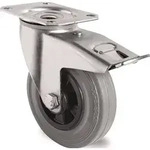 Lenkrolle m.Festst.D.200mm Trgf.205kg m.Platte Rollenlager VG grau TECWERK