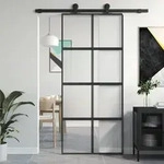 vidaXL Schiebet&uuml;r Schwarz 90x205 cm Hartglas und Aluminium