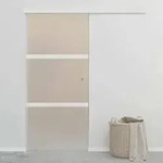 vidaXL Schiebet&uuml;r ESG-Glas und Aluminium 90x212 cm Silbern