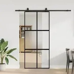 vidaXL Schiebet&uuml;r mit Beschlag Schwarz 90x205 cm Hartglas