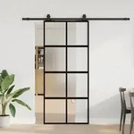 vidaXL Schiebet&uuml;r mit Beschlag Schwarz 90x205 cm Hartglas