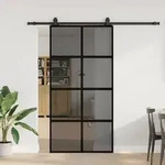 vidaXL Schiebet&uuml;r mit Beschlag Schwarz 102,5x205 cm Hartglas