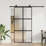 vidaXL Schiebet&uuml;r mit Beschlag Schwarz 102,5x205 cm Hartglas