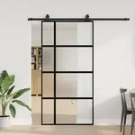 vidaXL Schiebet&uuml;r mit Beschlag Schwarz 102,5x205 cm Hartglas