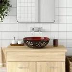 vidaXL Aufsatzwaschbecken Schwarz und Rot Rund &Oslash;41x14 cm Keramik
