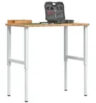 vidaXL Werkbank Hellbraun 100x60x(71,5-98) cm Massivholz Eiche