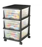 VEVOR Schubladenwagen Schubladenschrank mit 3 Schubladen (17 L / per), rollbarer